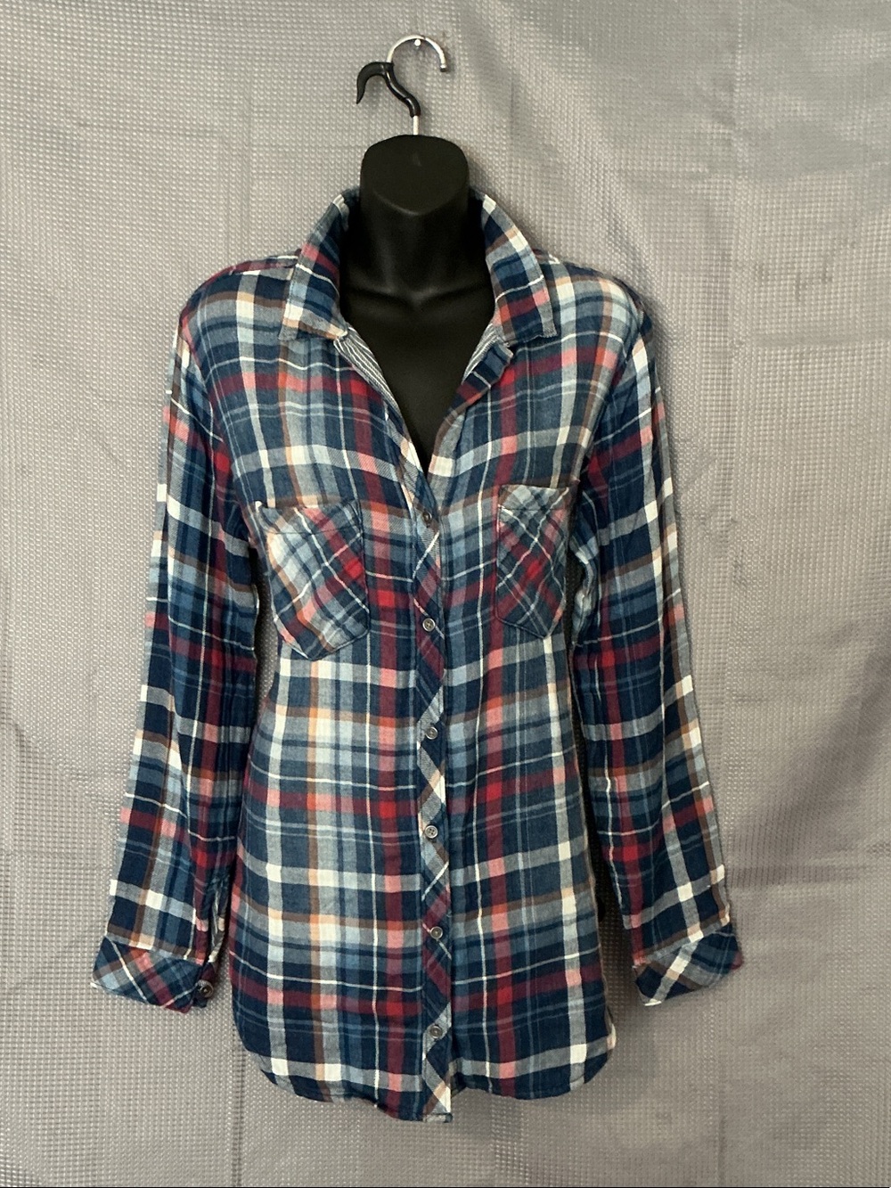 cloth & stone Navy, Red and White Plaid Button-Down Shirt